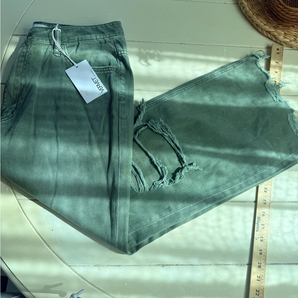 by Flying Monkey Olive Green Distressed Women's Jeans